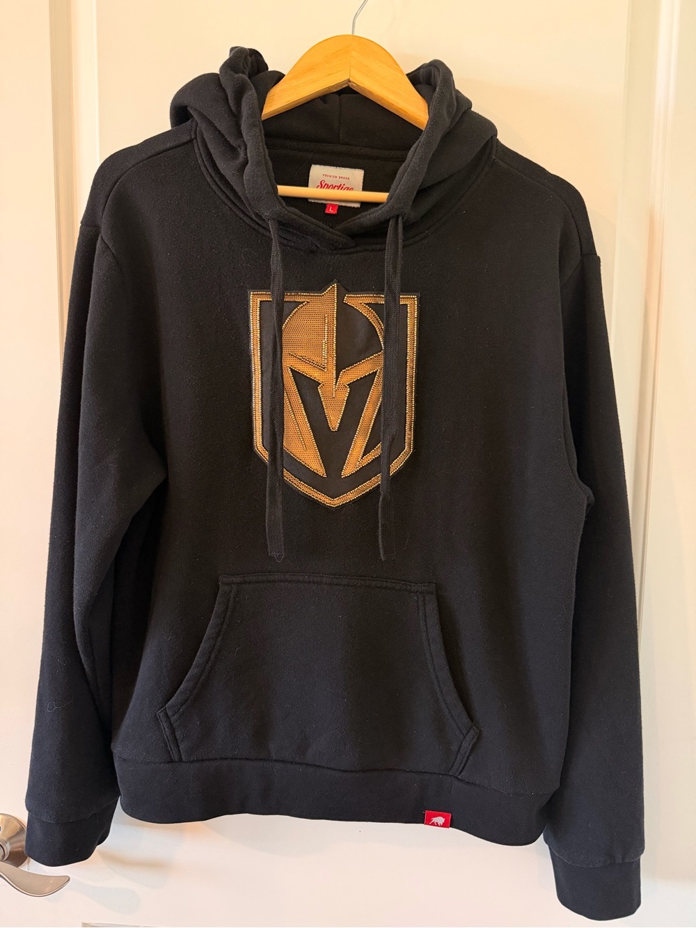 Sportiqe Vegas Golden Knights Hoodie Women’s L Black Gold Sequin Beaded Logo